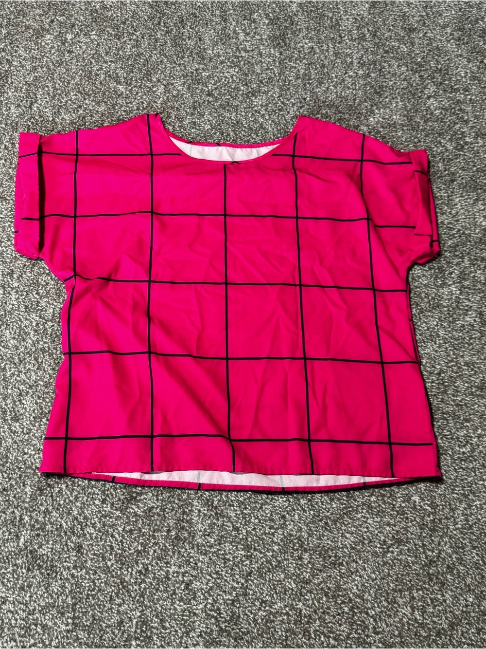 SHEIN Hot Pink Windowpane Boxy Tee